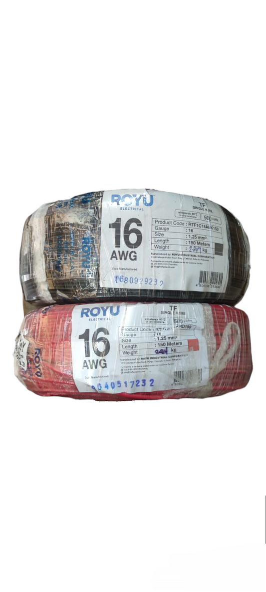 Royu TF Wire 16 1.25mm 1 Roll 16 AWG electrical wires in black and red colors for wiring and adapters