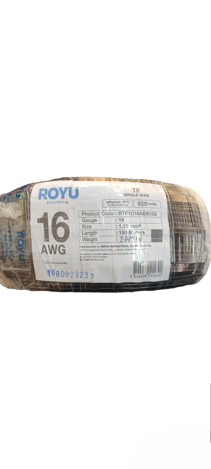 Royu TF Wire 16 1.25mm 1 Roll electrical wire wrapped in packaging with product label