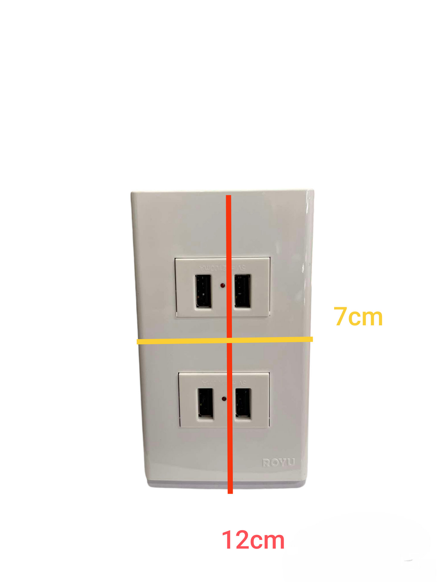 Royu USB Outlet with Plate Cover dual USB charger wall plate in white color