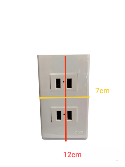 Royu USB Outlet with Plate Cover dual USB charger wall plate in white color