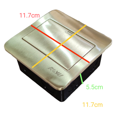 Royu Floor Outlet Fixture Gold For Wide Series with square gold cover and flush mount design