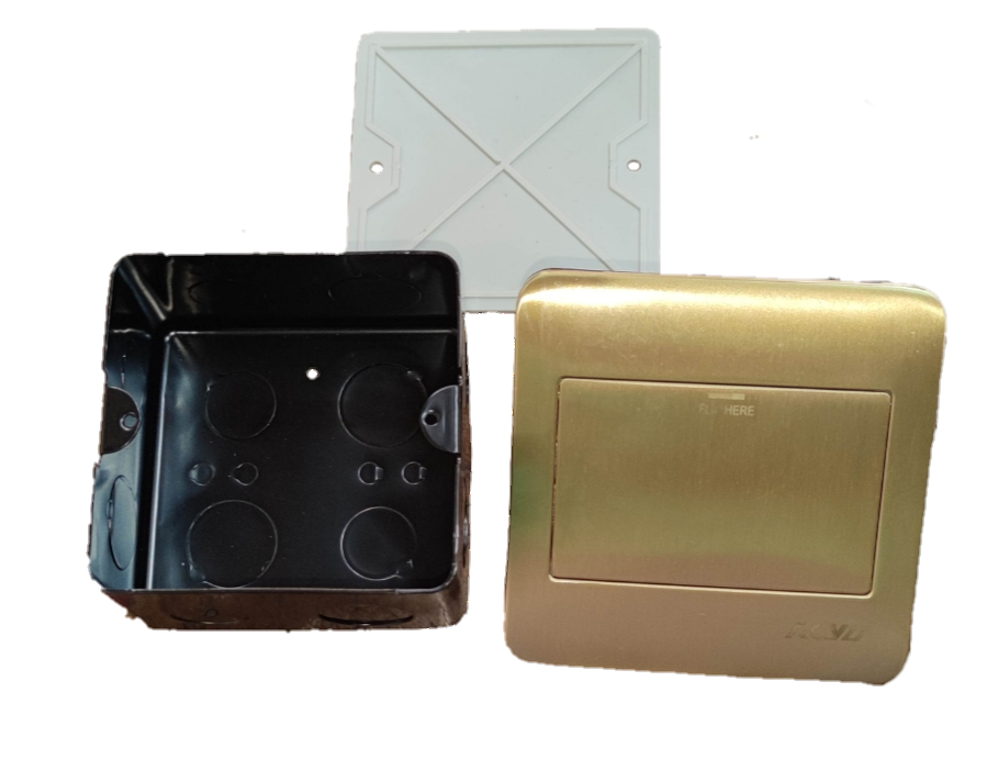 Royu Floor Outlet Fixture Gold For Wide Series with metal box and plastic cover plate for power points
