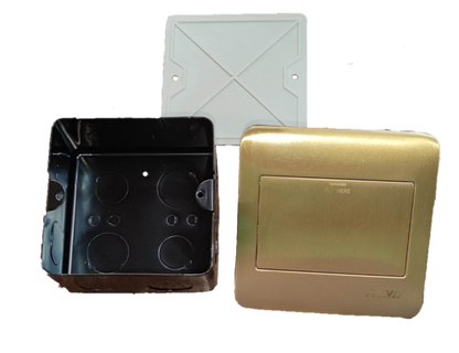 Royu Floor Outlet Fixture Gold For Wide Series with metal box and plastic cover plate for power points