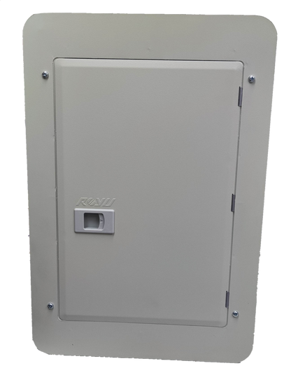 Royu Panel Board 5x5 10 Holes for 2 Pole Plug in white electrical circuit panel with latch door