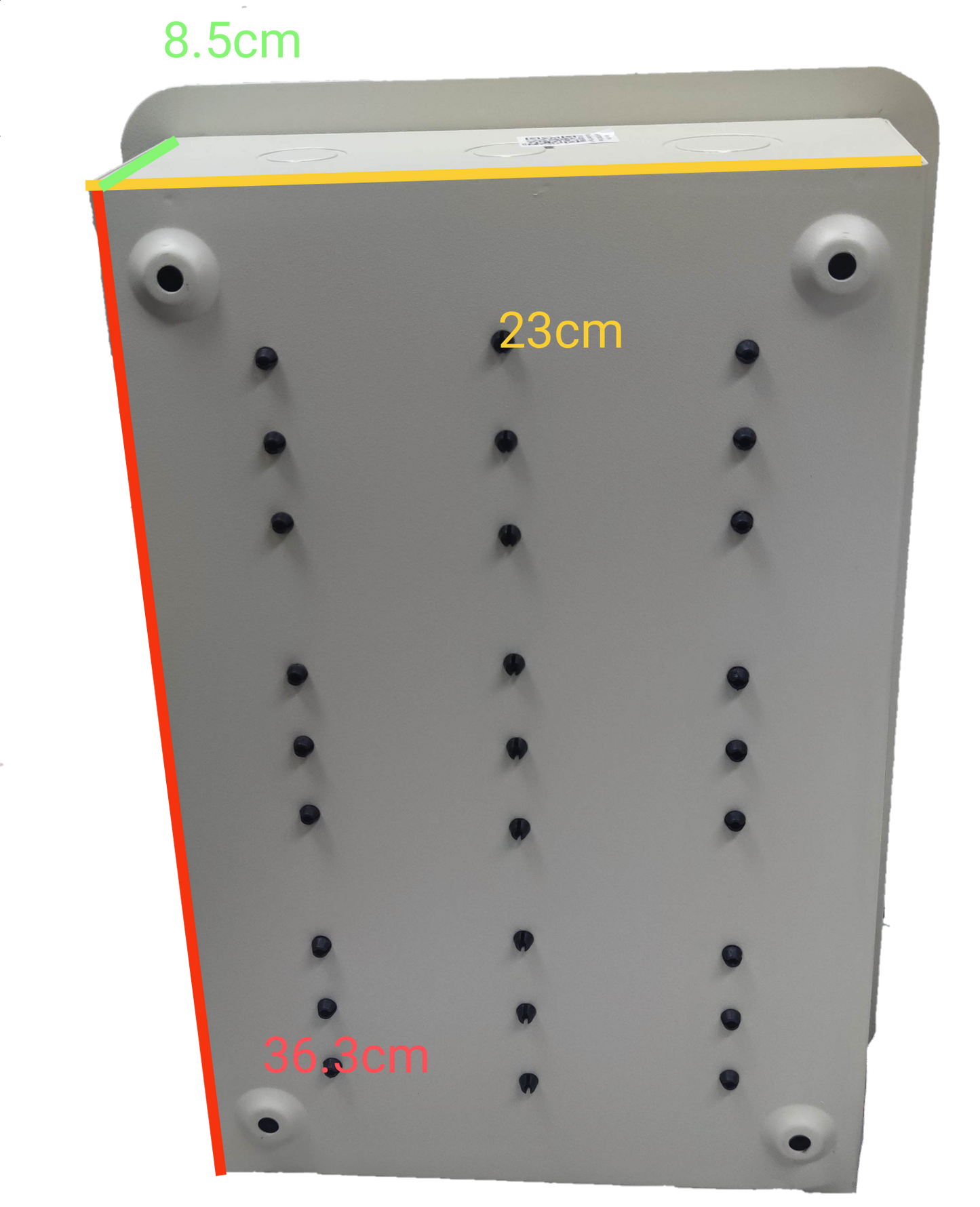 Royu Panel Board 5x5 10 Holes for 2 Pole Plug in electrical component with measurements displayed