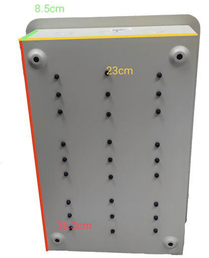 Royu Panel Board 5x5 10 Holes for 2 Pole Plug in electrical component with measurements displayed