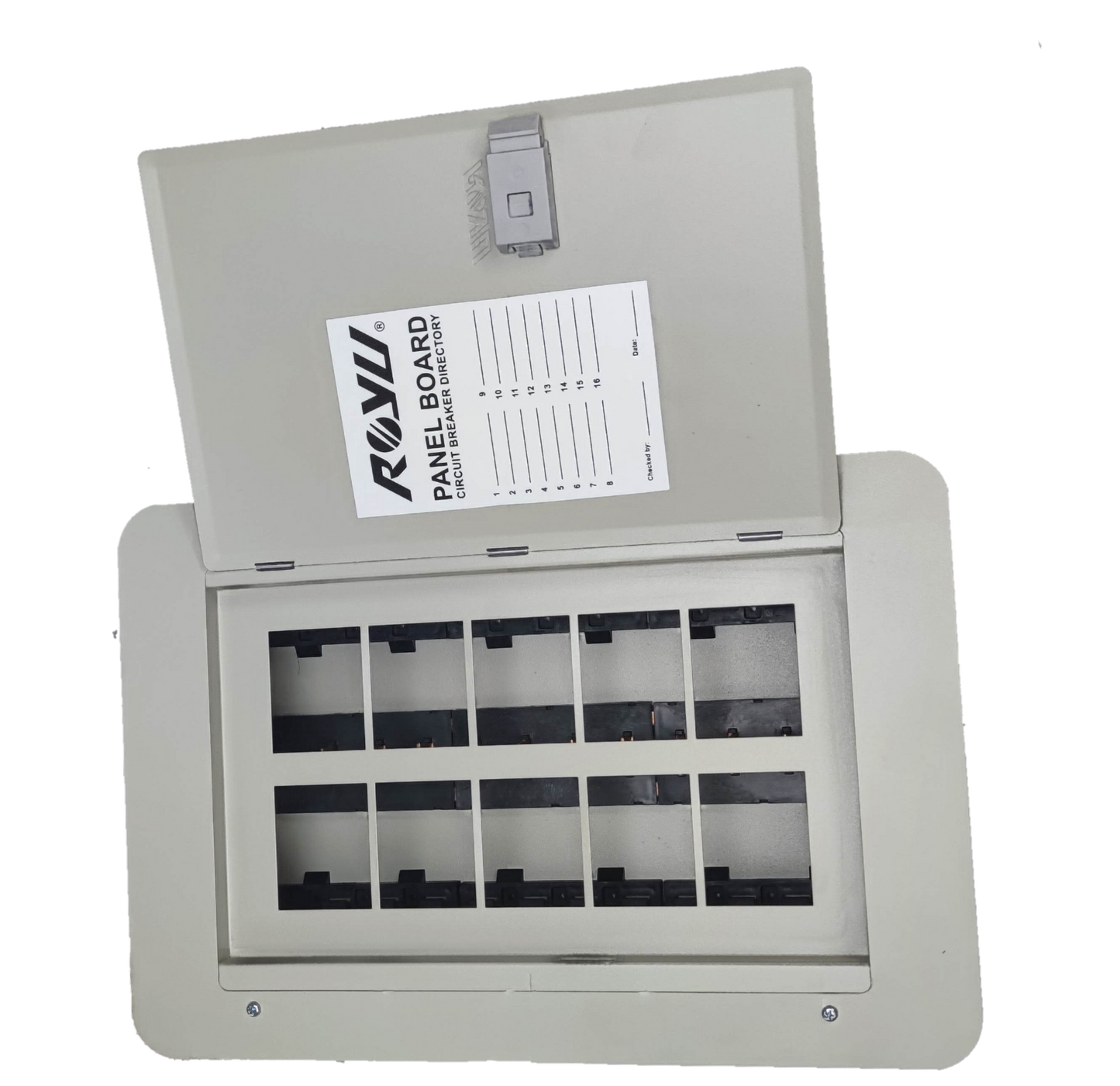 Royu Panel Board 5x5 10 Holes for 2 Pole Plug in electrical circuit board with open cover