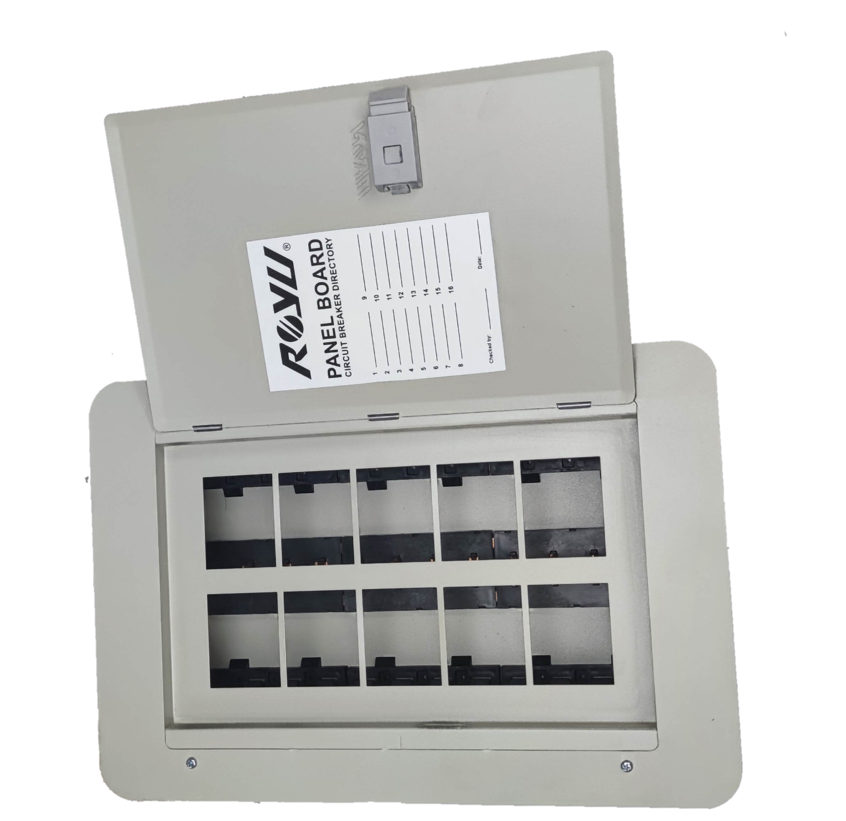 Royu Panel Board 5x5 10 Holes for 2 Pole Plug in electrical circuit board with open cover