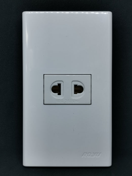 Royu 1 Gang Universal Outlet with Plate white single universal socket on glossy rectangular wall plate