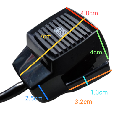 5 pin push to talk microphone with dimensions marked for easy reference and clear audio transmission