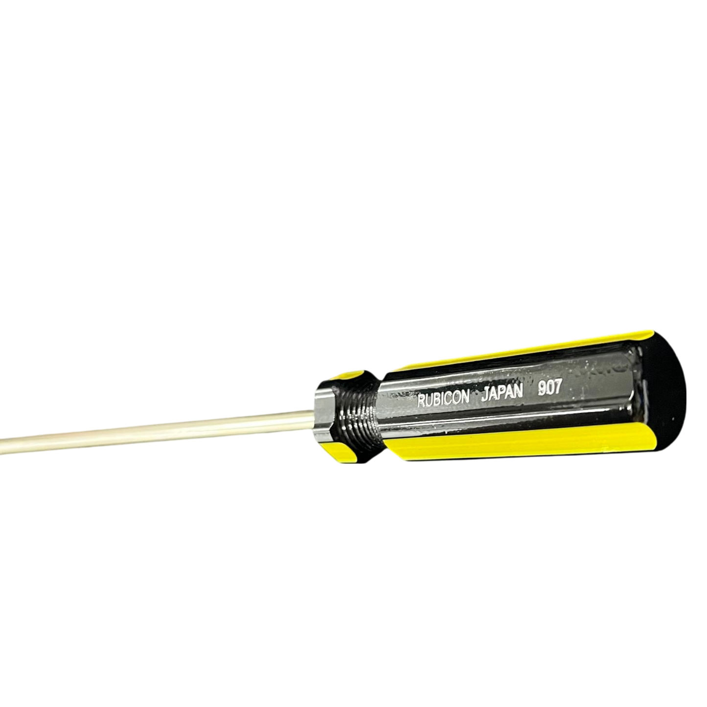 Rubicon 250mm screwdriver with black and yellow handle and steel shaft for precision hand tool use