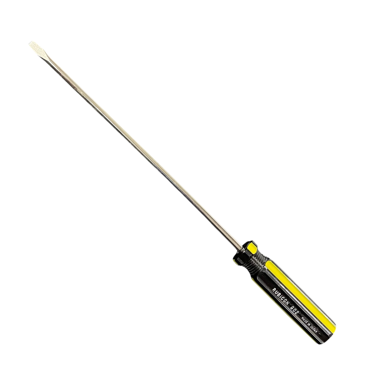 Rubicon 250mm slotted screwdriver with black and yellow ergonomic handle for precision hand tool use