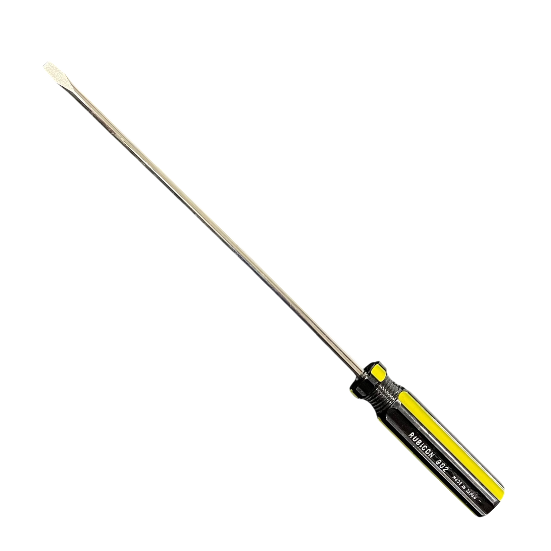 Rubicon 250mm slotted screwdriver with black and yellow ergonomic handle for precision hand tool use