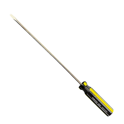Rubicon 250mm slotted screwdriver with black and yellow ergonomic handle for precision hand tool use