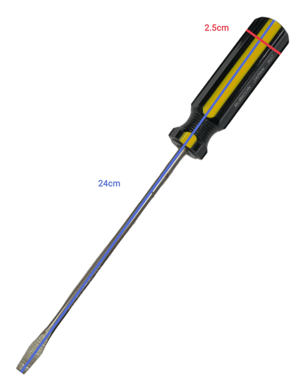 Rubicon 6 inch flat head screwdriver with yellow and black handle for precision hand tool use