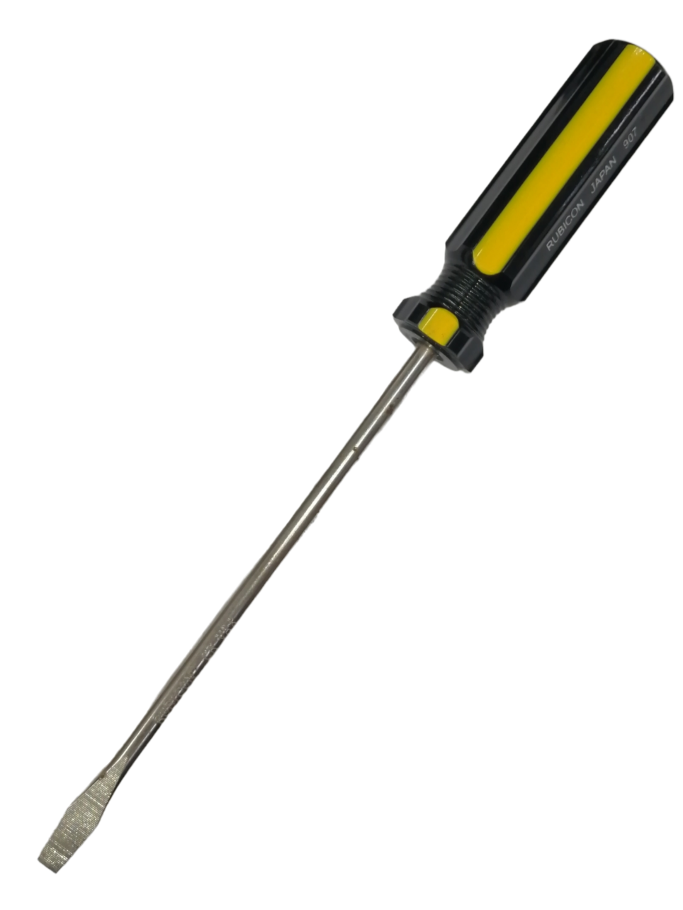 Rubicon 6 inch flat head screwdriver with yellow and black handle for hand tool tasks