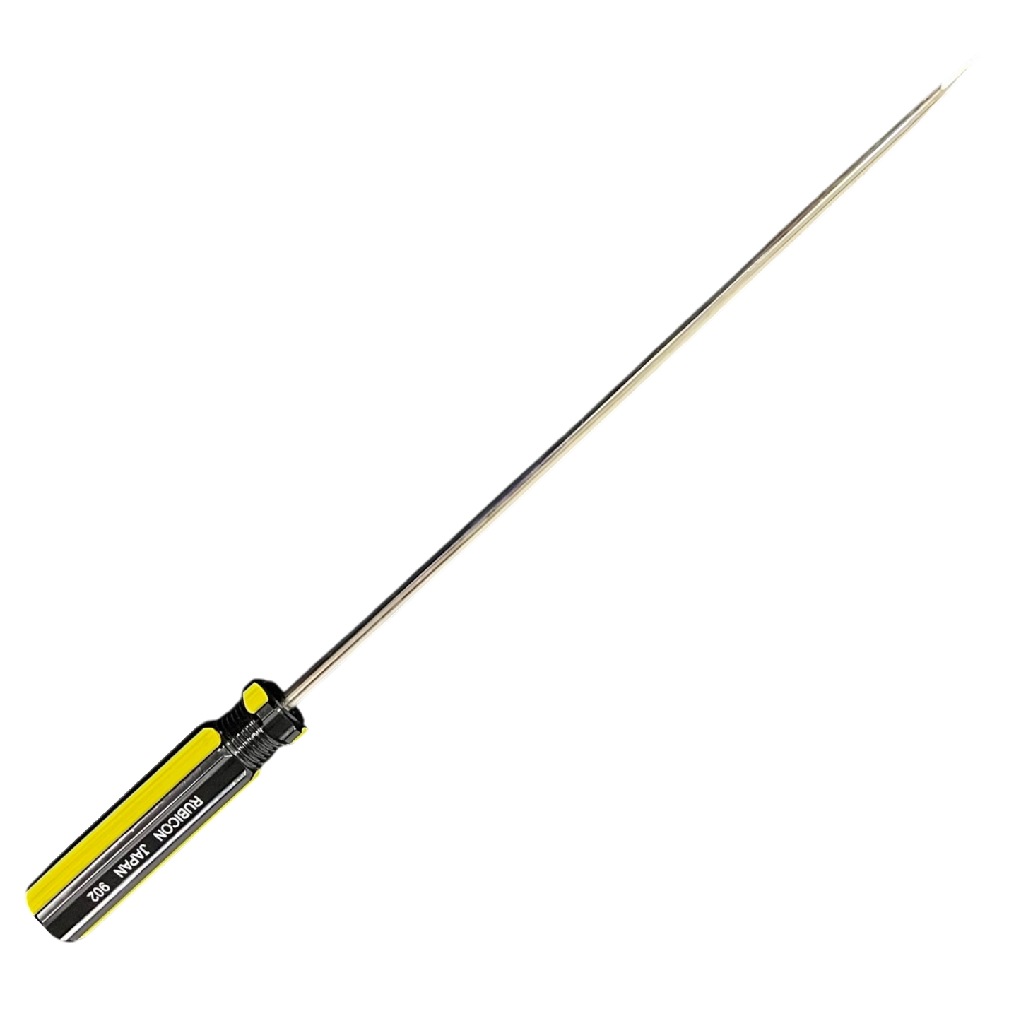 Rubicon 8 Inch Flat Head Screw Driver 902 with yellow and black handle and long metal shaft