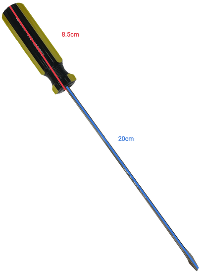 Rubicon 8 Inch Flat Head Screw Driver 902 with black and yellow handle and metal shaft