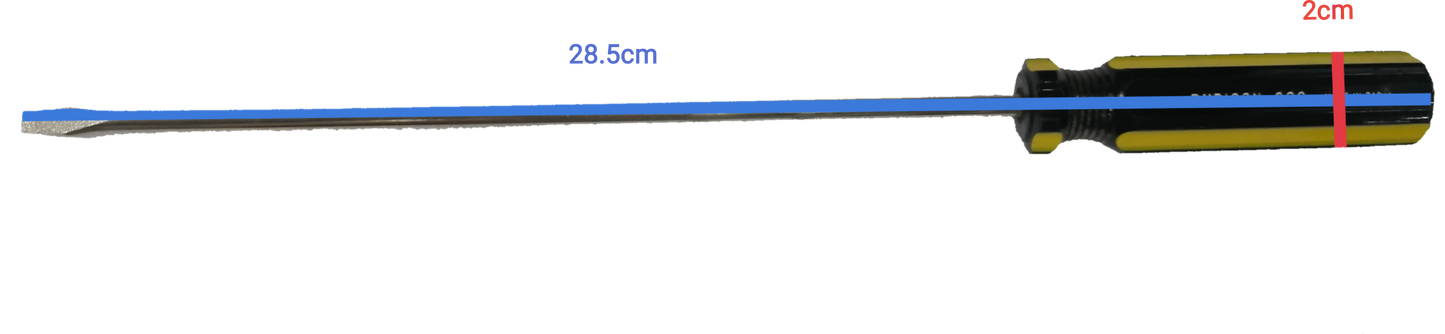 Rubicon 8 Inch Flat Head Screw Driver 902 with measured dimensions on black background
