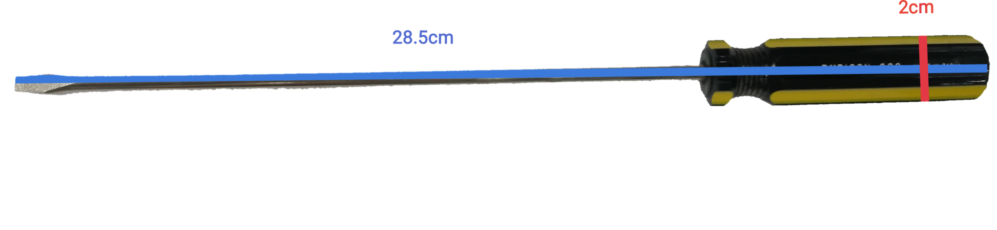 Rubicon 8 Inch Flat Head Screw Driver 902 with measured dimensions on black background