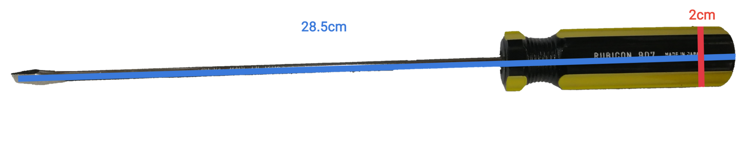 Rubicon 8 Inch Flat Head Screw Driver 902 with long metal shaft and ergonomic black and yellow handle