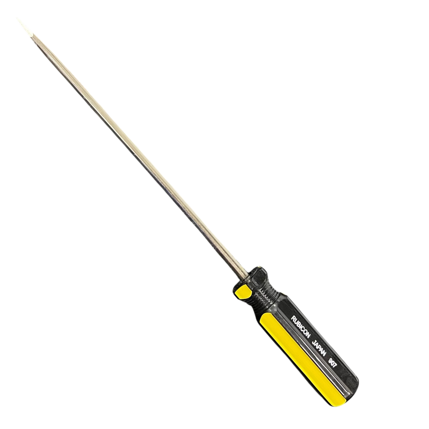 Rubicon 8 Inch Flat Head Screw Driver 902 with black and yellow handle and long metal shaft