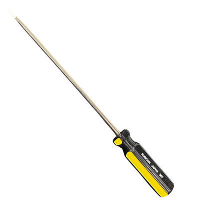 Rubicon 8 Inch Flat Head Screw Driver 902 with black and yellow handle and long metal shaft
