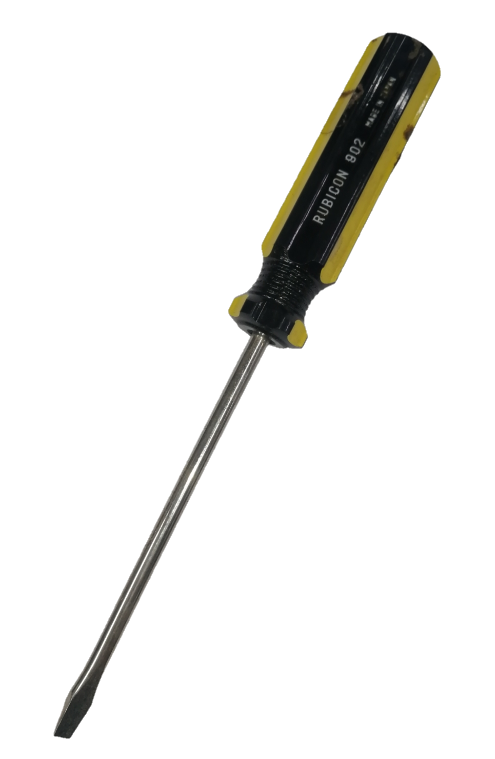 Rubicon Flat Head Screw Driver 902 100mm with black and yellow handle and steel shaft