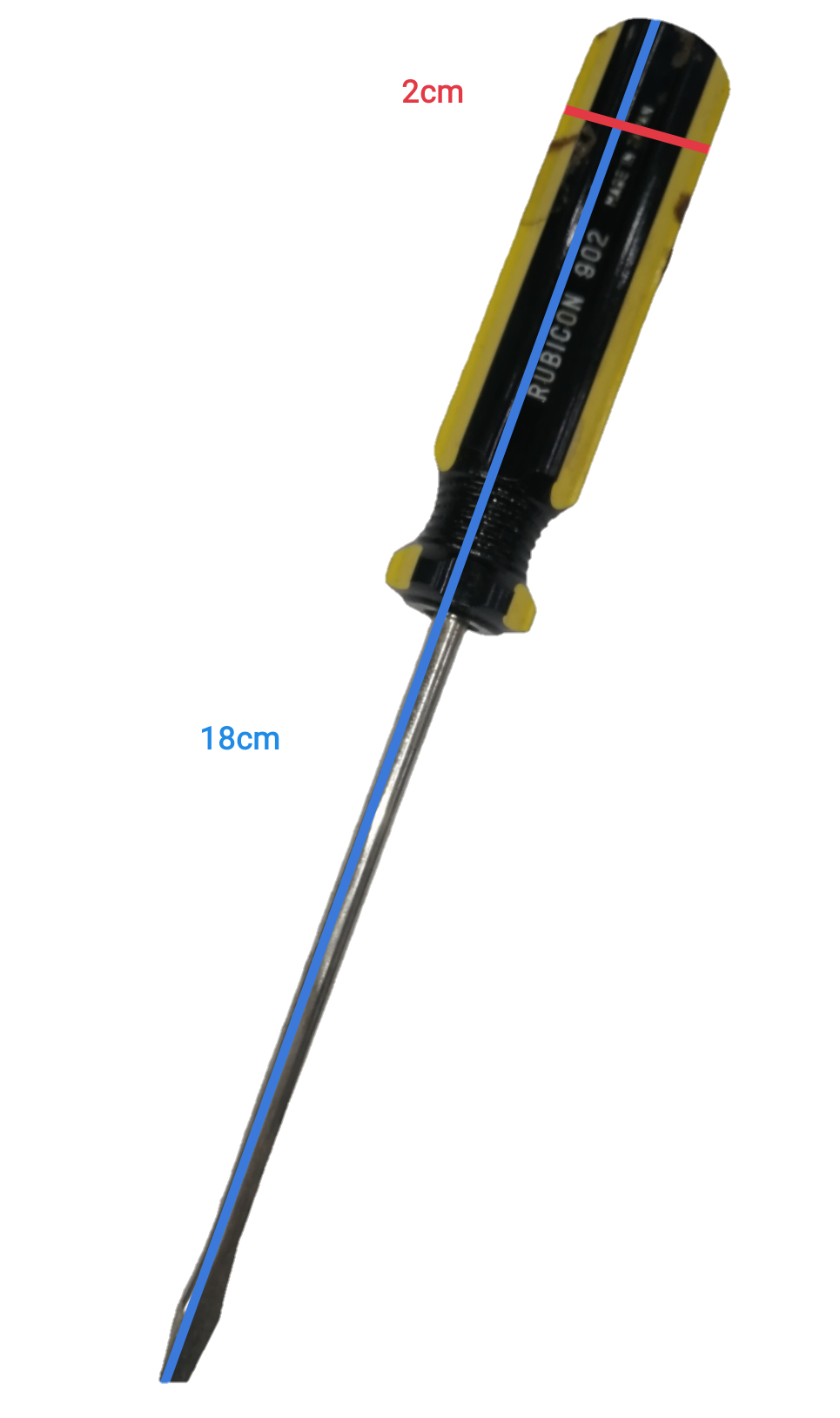 Rubicon Flat Head Screw Driver 902 100mm with yellow and black handle and metal shaft