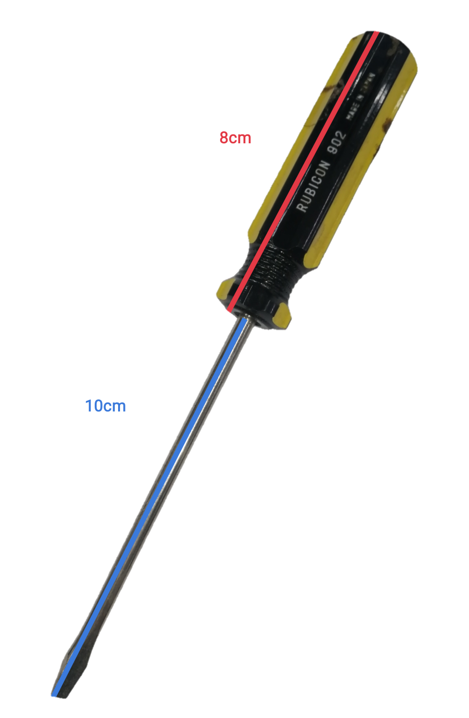Rubicon Flat Head Screw Driver 902 100mm with black and yellow handle and metal shaft