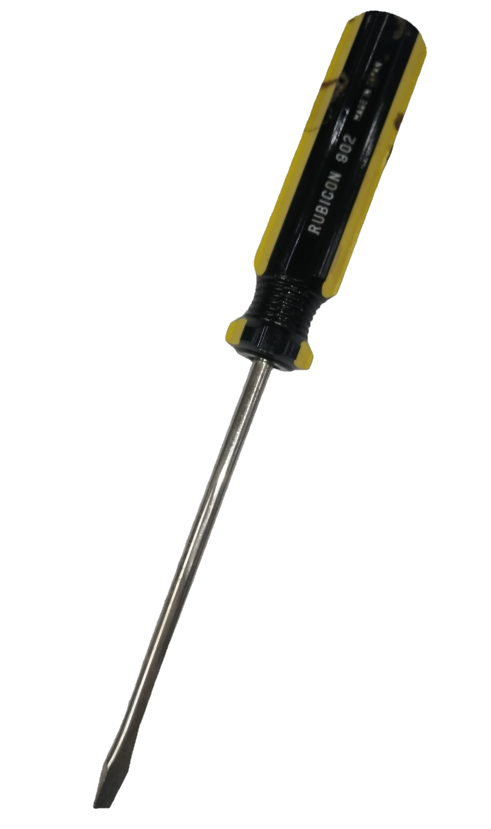 Rubicon Flat Head Screw Driver 902 100mm with black and yellow handle for hand tool use