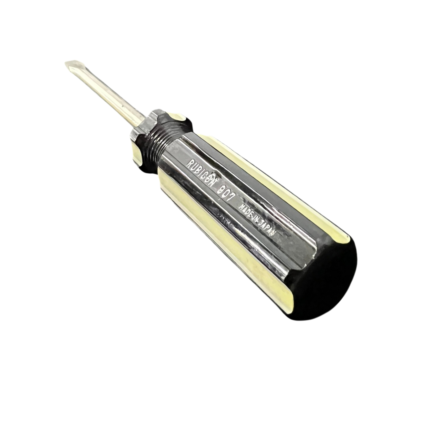 Rubicon Flat Head Screw Driver 907 100mm with black and cream handle for precise fastening