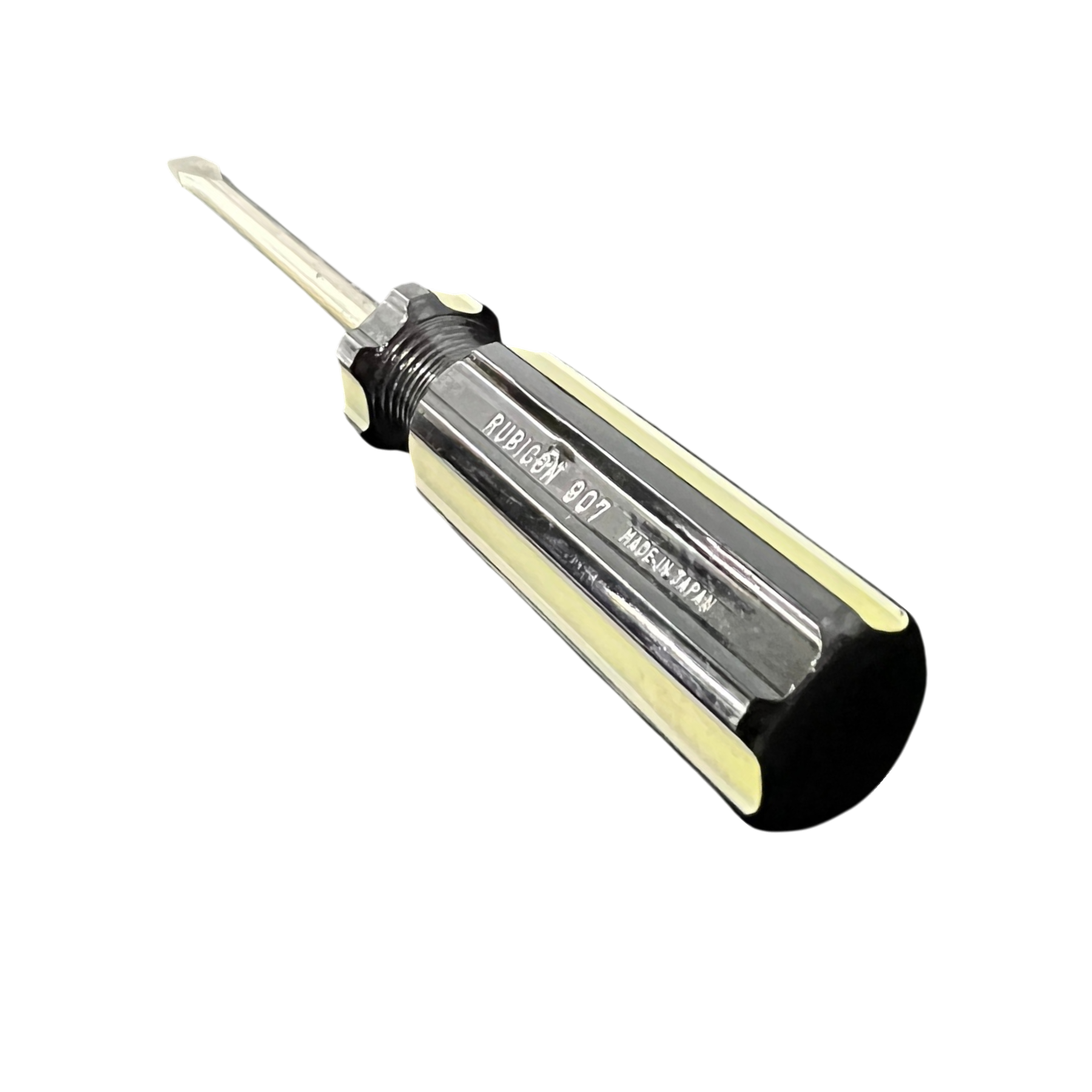 Rubicon Flat Head Screw Driver 907 100mm with black and cream handle for precise fastening