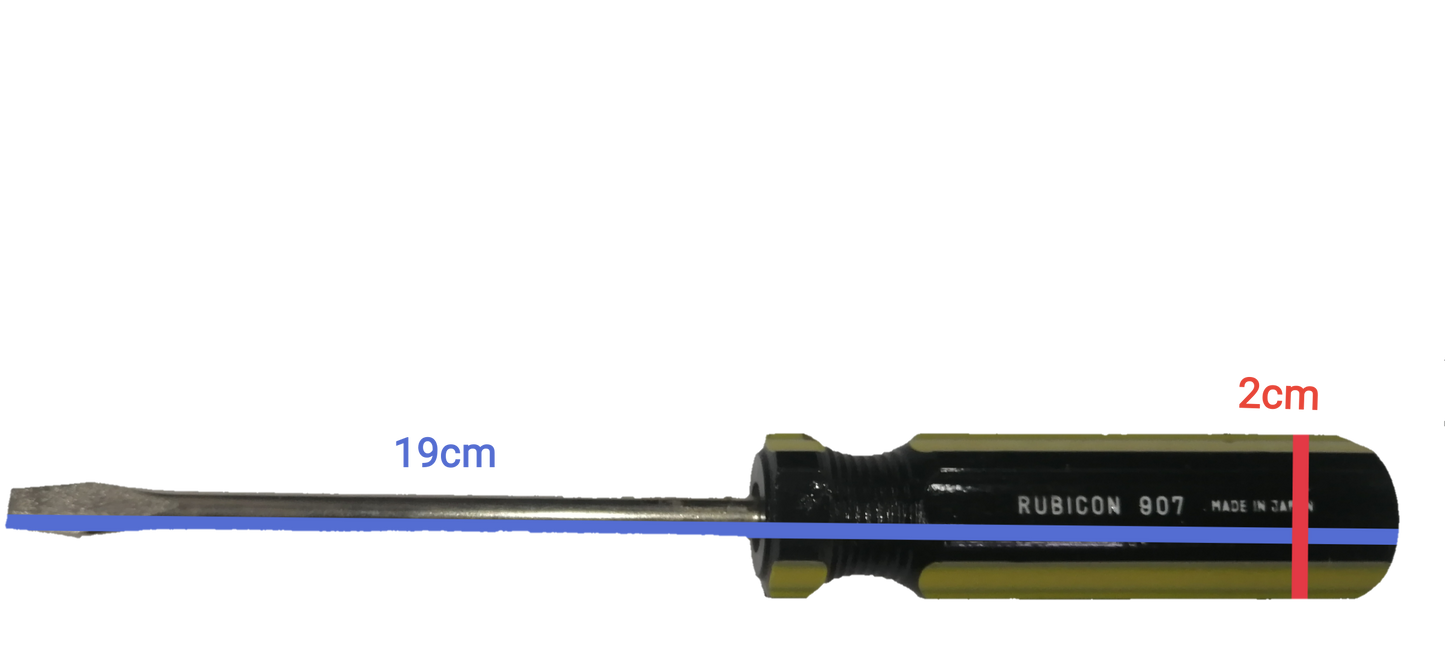 Rubicon Flat Head Screw Driver 907 100mm with black and yellow handle and metal shaft