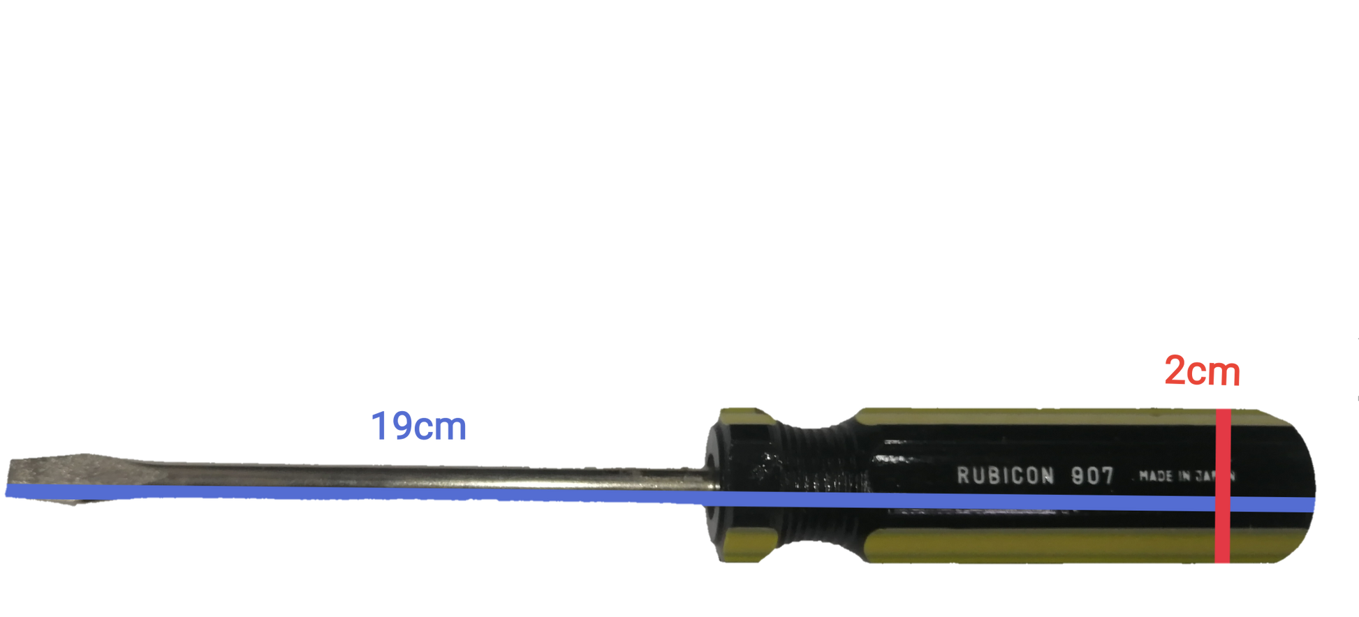 Rubicon Flat Head Screw Driver 907 100mm with black and yellow handle and metal shaft