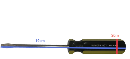 Rubicon Flat Head Screw Driver 907 100mm with black and yellow handle and metal shaft