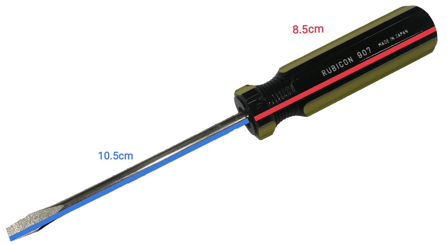 Rubicon Flat Head Screw Driver 907 100mm with black and yellow handle and steel blade