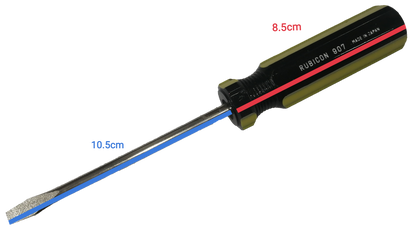 Rubicon Flat Head Screw Driver 907 100mm with black and yellow handle and steel blade