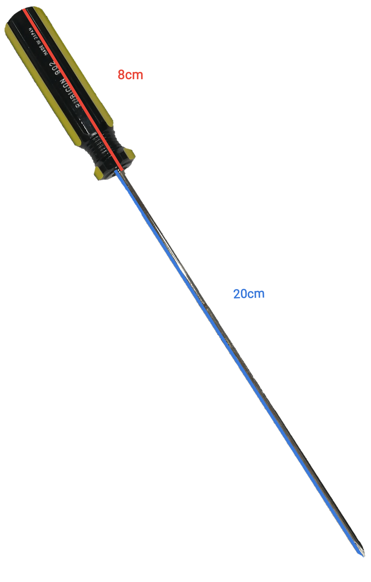 Rubicon Philip Screw Driver 902 200mm-5mm with black and yellow ergonomic handle and long metal shaft