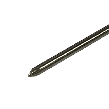 Close-up of Rubicon Philip Screw Driver 902 200mm-5mm metal tip on black background