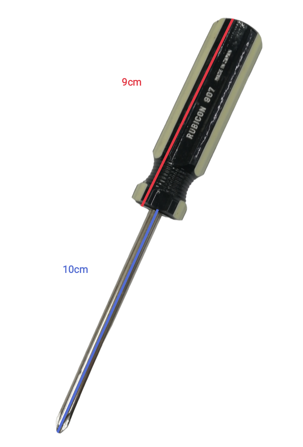 Rubicon Philip Screw Driver 907 100mm with black and beige handle and metal shaft