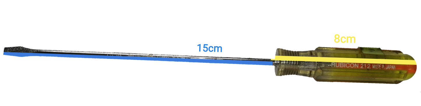 Rubicon Screw Driver Made in Japan with a 15cm length and 8cm handle for precision tasks
