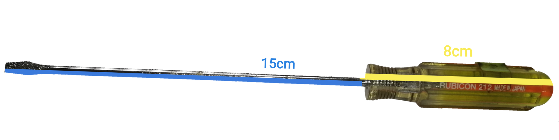 Rubicon Screw Driver Made in Japan with a 15cm length and 8cm handle for precision tasks