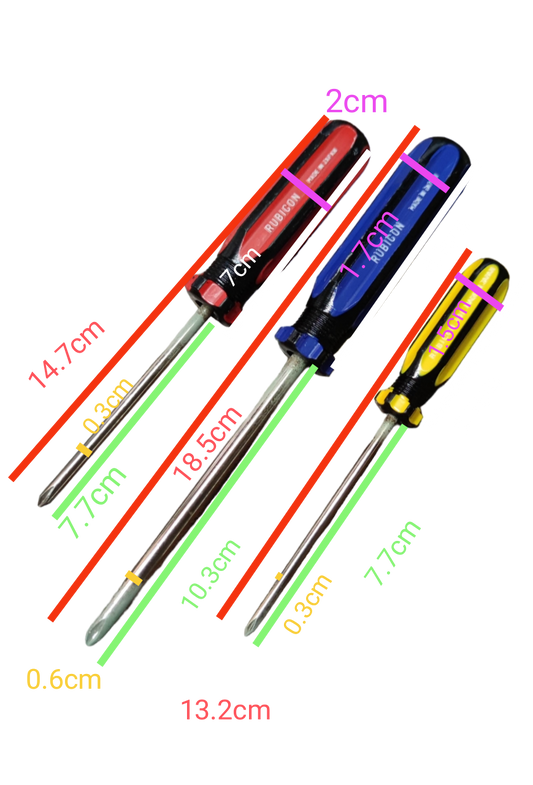 Rubicon Screw Driver Set 2 Flat Head and 3 Philips with ergonomic handles and varied sizes
