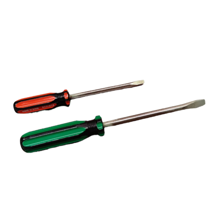 Rubicon Screw Driver Set 2 Flat Head and 3 Philips with red and green handles on black background