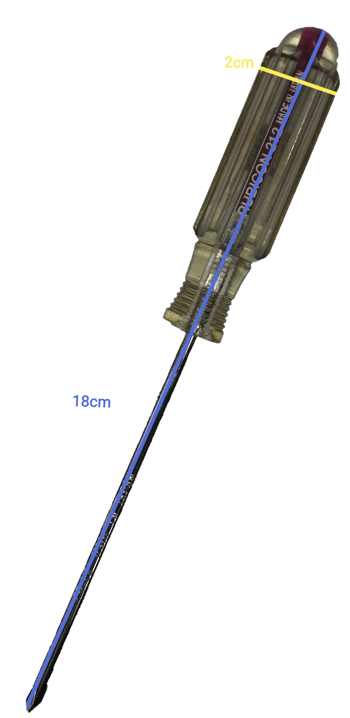 Rubicon Philip Screw Driver Rainbow 212 100mm with transparent handle and long metal shaft