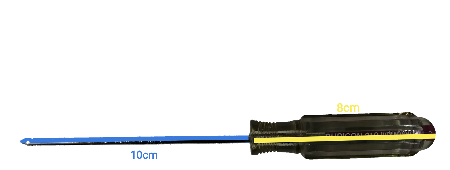 Rubicon Philip Screw Driver Rainbow 212 100mm with clear handle and blue shaft measuring 10cm