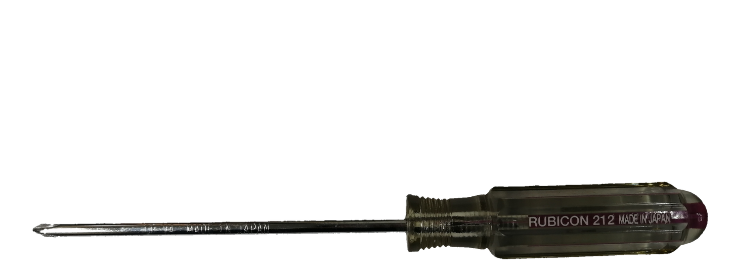 Rubicon Philip Screw Driver Rainbow 212 100mm with clear handle and metal shaft for precision tasks