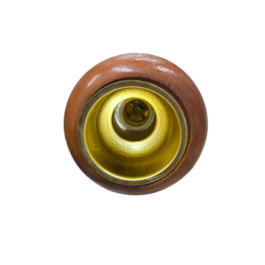 Local E27 golden reflector ceiling light with wooden trim and textured gold interior for warm downlighting