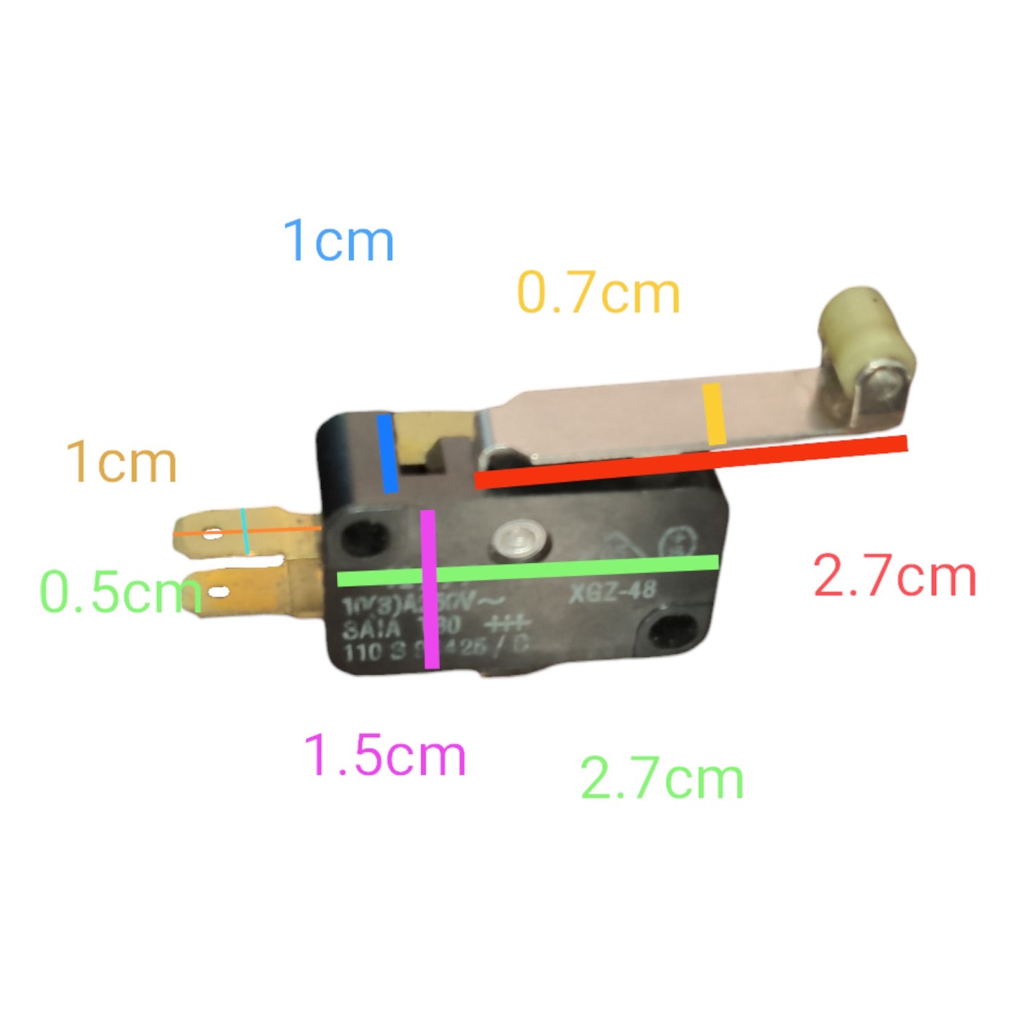 Militac Microswitch with Roller 10A 250V 1NO 1NC